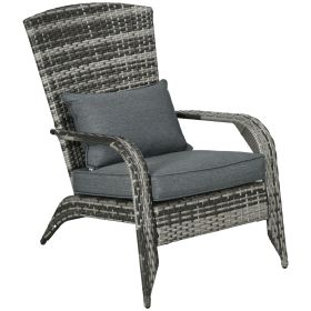 Outsunny Patio Wicker Adirondack Chair, Outdoor All-Weather Rattan Fire Pit Chair w/ Soft Cushions