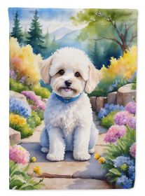 Maltipoo Spring Path Garden Flag Mailbox Flag Decorative Yard Flag Banner Outside Patio Artwork Yard Flower Beds, Garden Size, Multicolor