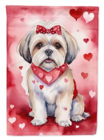 Lhasa Apso My Valentine Garden Flag Mailbox Flag Decorative Yard Flag Banner Outside Patio Artwork Yard Flower Beds, Garden Size, Multicolor
