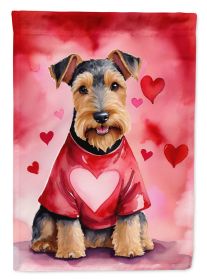 Welsh Terrier My Valentine Garden Flag Mailbox Flag Decorative Yard Flag Banner Outside Patio Artwork Yard Flower Beds, Garden Size, Multicolor