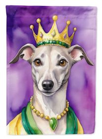 Whippet King of Mardi Gras Garden Flag Mailbox Flag Decorative Yard Flag Banner Outside Patio Artwork Yard Flower Beds, Garden Size, Multicolor