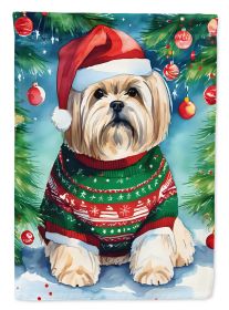 Lhasa Apso Christmas Garden Flag Mailbox Flag Decorative Yard Flag Banner Outside Patio Artwork Yard Flower Beds, Garden Size, Multicolor