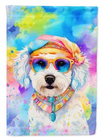 Bichon Frise Hippie Dawg Garden Flag Mailbox Flag Decorative Yard Flag Banner Outside Patio Artwork Yard Flower Beds, Garden Size, Multicolor