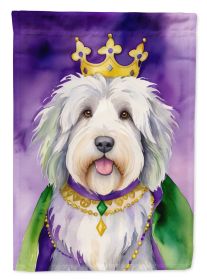 Old English Sheepdog King of Mardi Gras Garden Flag Mailbox Flag Decorative Yard Flag Banner Outside Patio Artwork Yard Flower Beds, Garden Size