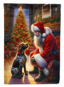 German Wirehaired Pointer and Santa Claus Garden Flag Mailbox Flag Decorative Yard Flag Banner Outside Patio Artwork Yard Flower Beds, Garden Siz