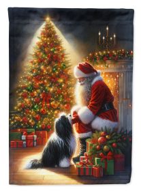 Tibetan Terrier and Santa Claus Garden Flag Mailbox Flag Decorative Yard Flag Banner Outside Patio Artwork Yard Flower Beds, Garden Size, Multico