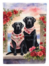 Black Labrador Retriever Two Hearts Garden Flag Mailbox Flag Decorative Yard Flag Banner Outside Patio Artwork Yard Flower Beds, Garden Size