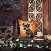 Schnauzer Fall Throw Pillow Machine Washable, Indoor Outdoor Decorative Pillow for Couch, Bed or Patio, 14Hx14W