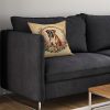 Boxer and Flowers Throw Pillow Machine Washable, Indoor Outdoor Decorative Pillow for Couch, Bed or Patio, 14Hx14W