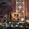 Australian Shepherd Terrier Fall Throw Pillow Machine Washable, Indoor Outdoor Decorative Pillow for Couch, Bed or Patio, 14Hx14W