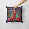 Dachshund Christmas Throw Pillow Machine Washable, Indoor Outdoor Decorative Pillow for Couch, Bed or Patio, 14Hx14W