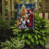 Australian Shepherd and Santa Claus Garden Flag Mailbox Flag Decorative Yard Flag Banner Outside Patio Artwork Yard Flower Beds, Garden Size