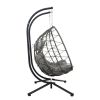 2 Persons Egg Chair with Stand Indoor Outdoor Swing Chair Patio Wicker Hanging Egg Chair Hanging Basket Chair with Stand for Bedroom Living Room Balco
