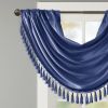 Faux Silk Waterfall Embellished Valance Navy 38x46"