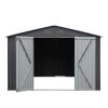 10' x 12' Steel Outdoor Storage Shed, Galvanized Steel Metal Garden Shed with Lockable Doors, Heavy-Duty Storage Tool House for Garden, Backyard