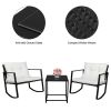 Free shipping 3 Pieces Patio Set Outdoor Wicker Patio Furniture Sets Modern Bistro Set Rattan Chair Conversation Sets with Coffee Table for Yard and B