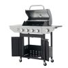 Propane Grill 4 Burner Barbecue Grill Stainless Steel Gas Grill with Side Burner, 46,500 BTU Outdoor Cooking, Patio, Garden Barbecue Grill