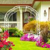Metal Garden Arch W74.4'' x H98.4'' Garden Arbor Trellis Climbing Plants Support Rose Arch Outdoor Arch Cream White