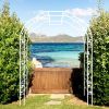 Metal Garden Arch W74.4'' x H98.4'' Garden Arbor Trellis Climbing Plants Support Rose Arch Outdoor Arch Cream White