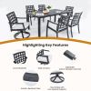 Modern Classic 7PC Outdoor Patio Dining Set,a Rectangular Table,Six Chairs (4 Stationary, 2 Swivel Rockers),Cast Aluminum,Rust-Free