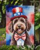 Labradoodle Patriotic American Garden Flag Mailbox Flag Decorative Yard Flag Banner Outside Patio Artwork Yard Flower Beds, Garden Size, Multicolor