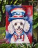 White Poodle Patriotic American Garden Flag Mailbox Flag Decorative Yard Flag Banner Outside Patio Artwork Yard Flower Beds, Garden Size, Multicolor