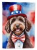 Labradoodle Patriotic American Garden Flag Mailbox Flag Decorative Yard Flag Banner Outside Patio Artwork Yard Flower Beds, Garden Size, Multicolor