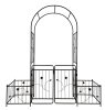 Metal Garden Arch with Gate 79.5'' Wide x 86.6'' High Climbing Plants Support Rose Arch Outdoor Black