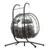 2 Persons Egg Chair with Stand Indoor Outdoor Swing Chair Patio Wicker Hanging Egg Chair Hanging Basket Chair with Stand for Bedroom Living Room Balco