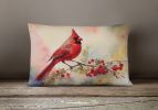 Watercolor Birds Throw Pillow Throw Pillow for Indoor Couch Bed Outdoor Patio Washable, Cardinal 3199,12Hx16W