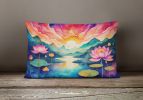 NEW Flowers in Color Throw Pillow Throw Pillow for Indoor Couch Bed Outdoor Patio Washable, Lotus,12Hx16W