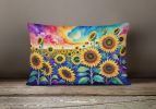 Flowers in Color Throw Pillow Throw Pillow for Indoor Couch Bed Outdoor Patio Washable, Sunflowers,12Hx16W