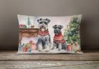 Waiting on Christmas Throw Pillow Throw Pillow for Indoor Couch Bed Outdoor Patio Washable, Schnauzer 1371,12Hx16W