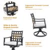 Modern Classic Outdoor Patio Cast Aluminum 2PCs Dining Swivel Rockers with Textured Ember Black Finish,Rocking-Rotating Motion,Lattice Design