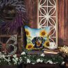 Dachshund in Sunflowers Throw Pillow Machine Washable, Indoor Outdoor Decorative Pillow for Couch, Bed or Patio, 14Hx14W