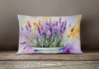 Flowers in Watercolor Throw Pillow Throw Pillow for Indoor Couch Bed Outdoor Patio Washable, Lavender 1584,12Hx16W