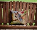 Eastern Screech Owl Throw Pillow Machine Washable, Indoor Outdoor Decorative Pillow for Couch, Bed or Patio, 14Hx14W
