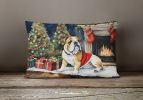 Waiting on Christmas Throw Pillow Throw Pillow for Indoor Couch Bed Outdoor Patio Washable, English Bulldog 1304,12Hx16W