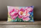 Flowers in Watercolor Throw Pillow Throw Pillow for Indoor Couch Bed Outdoor Patio Washable, Peonies 1594,12Hx16W
