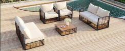 TOPMAX Modern Minimalist 7-Piece Metal Patio Sectional Sofa Set