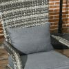 Outsunny Patio Wicker Adirondack Chair, Outdoor All-Weather Rattan Fire Pit Chair w/ Soft Cushions