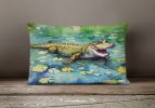 NEW Watercolor Wildlife Throw Pillow Throw Pillow for Indoor Couch Bed Outdoor Patio Washable, Alligator 2866,12Hx16W