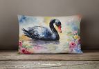 Watercolor Birds Throw Pillow Throw Pillow for Indoor Couch Bed Outdoor Patio Washable, Swan Black 3272,12Hx16W