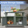 Grill Carts Outdoor Storage Cabinet with Wheels, Metal Outdoor Grill Table Kitchen Dining Table Cooking Prep BBQ Table for Patio, Kitchen Island