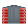12 x 8 Ft Outdoor Storage Shed, Garden Tool Shed w/ Lockable Doors, Vents, Utility Metal Shed for Backyard Patio, All-Weather, Red Brick Style