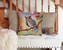 Eastern Screech Owl Throw Pillow Machine Washable, Indoor Outdoor Decorative Pillow for Couch, Bed or Patio, 14Hx14W