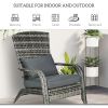 Outsunny Patio Wicker Adirondack Chair, Outdoor All-Weather Rattan Fire Pit Chair w/ Soft Cushions