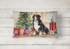 Waiting on Christmas Throw Pillow Throw Pillow for Indoor Couch Bed Outdoor Patio Washable, Bernese Mountain Dog 1262,12Hx16W