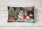 Waiting on Christmas Throw Pillow Throw Pillow for Indoor Couch Bed Outdoor Patio Washable, English Bulldog 1304,12Hx16W
