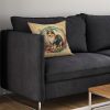 Sheltie and Flowers Throw Pillow Machine Washable, Indoor Outdoor Decorative Pillow for Couch, Bed or Patio, 14Hx14W